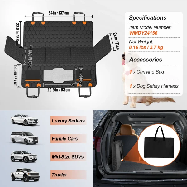 SucceBuy Back Seat Extender Dog Car Seat Cover