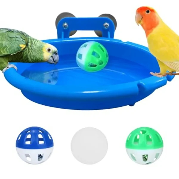 Bird Bath for Cage with 3 Balls Bird Tub   Basin Hanging Birdbath Toy Pet Parrot Cage Budgie Accessories Shower
