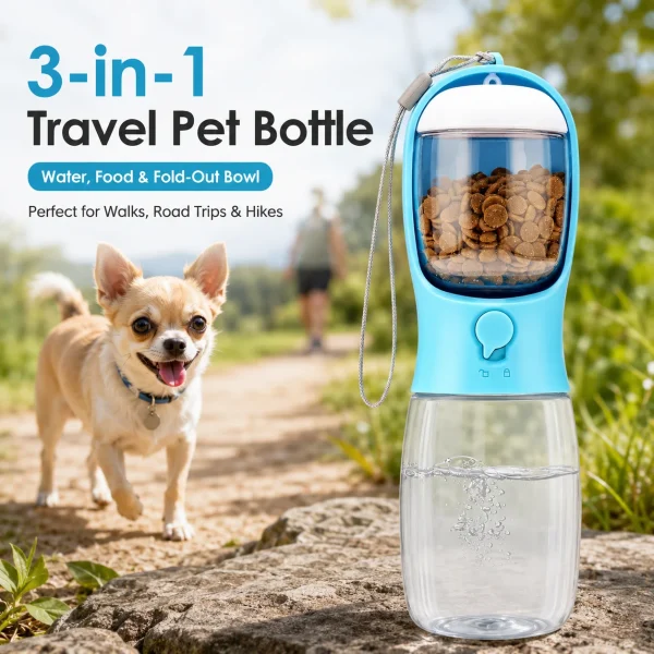 Portable Dog Water Bottle with Food Container