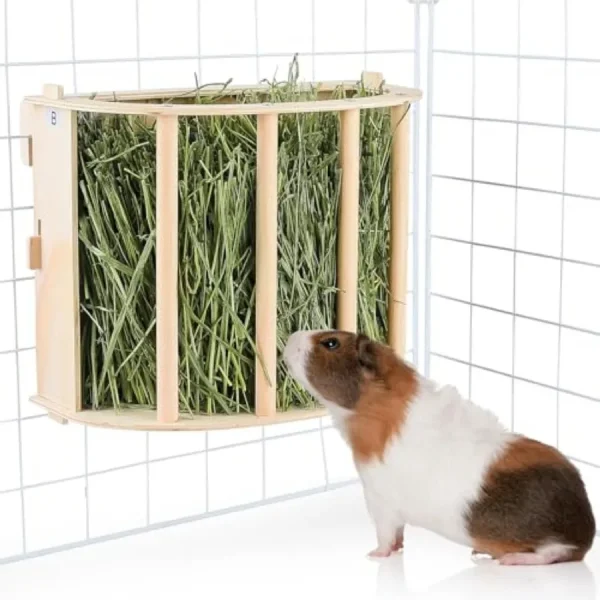 Guinea Pig Hay Feeder Wooden Rabbit Hay Feeder Hanging Hay Rack with Instructions