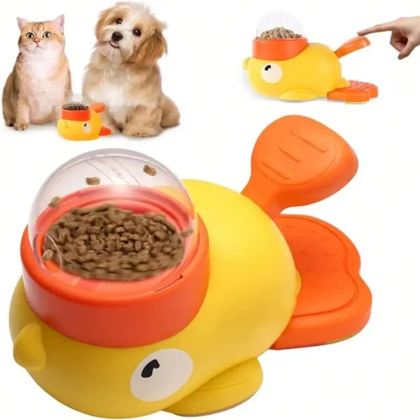 2-In-1 Dog Interactive Slow Feeder Bowls & Food Puzzle Toy, Duck-Shaped Dog TreatDispenser