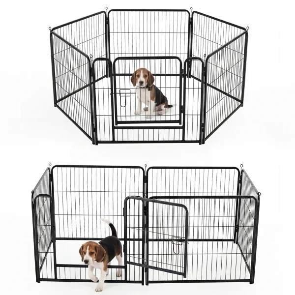 6 Panels Metal Dog Playpen Pet Fence 24 Inch to 40 Inch Foldable Large Dog Puppy Exercise for Yard Gate Camping Outdoor