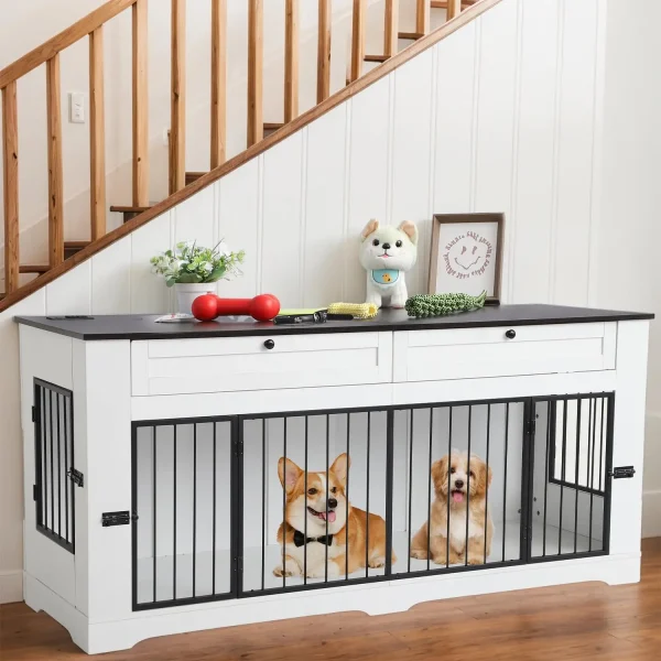 Large Wooden Dog Crate Furniture End Table